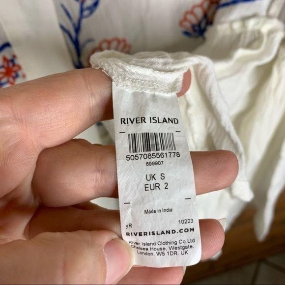 River Island White Gauzey Embroidered Kimono XS - Picture 7 of 11